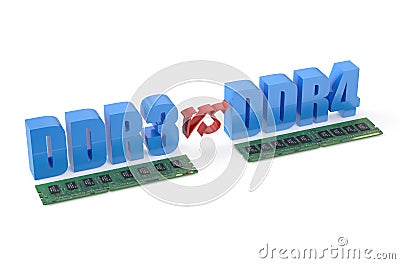 DDR3 versus DDR4 concept Stock Photo