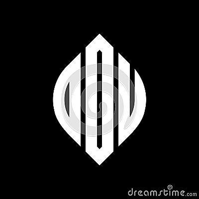DDU circle letter logo design with circle and ellipse shape. DDU ellipse letters with typographic style. The three initials form a Vector Illustration