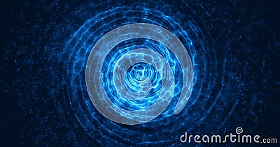 De abstracte concentrische digitale lijnenbeweging schittert vonken blauwe deeltjes met cirkelvorm die op blauwe achtergrond stro royalty-vrije illustratie De abstracte concentrische digitale lijnenbeweging schittert vonken blauwe deeltjes met cirkelvorm die op blauwe achtergrond stro royalty-vrije illustratie