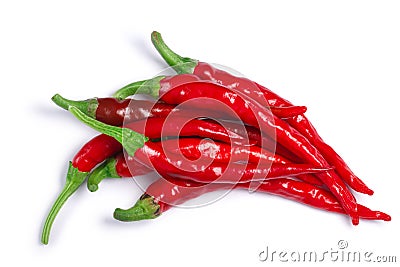 De Arbol and Cayenne chilies, paths, top view Stock Photo