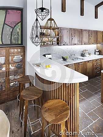 Houten bar in keuken stock foto afbeelding: 40533752