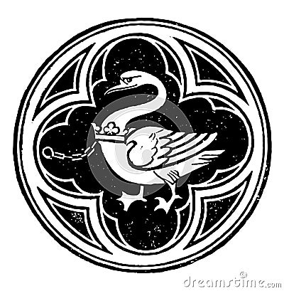 De Bohun Badge Swan Knight vintage engraving Vector Illustration