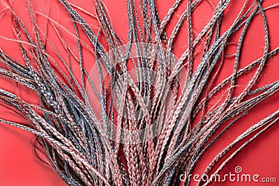 De braids made of natural hair. Stock Photo