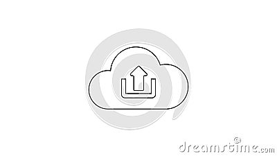De grijze wolk uploadt lijnpictogram bij de witte achtergrond4k videomotie grafische animaties vector illustratie De grijze wolk uploadt lijnpictogram bij de witte achtergrond4k videomotie grafische animaties vector illustratie