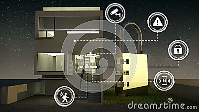 De informatie grafisch pictogram van de IoTveiligheid op slim huis, Slimme huistoestellen, Internet van dingen nacht royalty-vrije illustratie De informatie grafisch pictogram van de IoTveiligheid op slim huis, Slimme huistoestellen, Internet van dingen nacht royalty-vrije illustratie