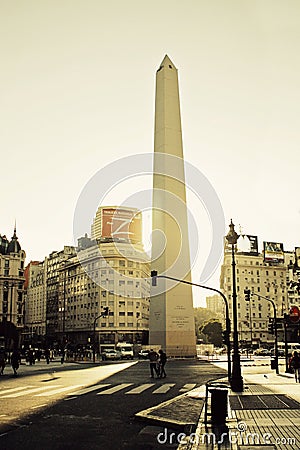 9 de Julio Avenue and The Obelisk, Buenos Aires Editorial Stock Photo