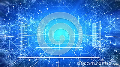 De naadloze animatielijn van camerabeweging of het gezoem in de futuristische fantasieweg met digitale computer ondertekent en sy vector illustratie De naadloze animatielijn van camerabeweging of het gezoem in de futuristische fantasieweg met digitale computer ondertekent en sy vector illustratie