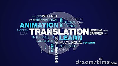 De vertaling leert de zaken van het animatieboek van het communicatie wolk van het de gegevens de definitie geanimeerde woord com royalty-vrije illustratie De vertaling leert de zaken van het animatieboek van het communicatie wolk van het de gegevens de definitie geanimeerde woord com royalty-vrije illustratie