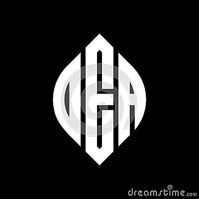 DEA circle letter logo design with circle and ellipse shape. DEA ellipse letters with typographic style. The three initials form a Vector Illustration
