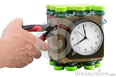 Deactivation of timed bomb Stock Photo