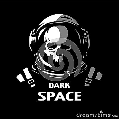 A dead astronaut in a space helmet on a dark background. Vector illustration. Stock Photo