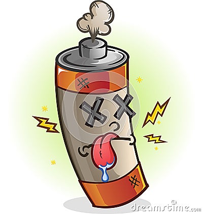 Dead Battery Cartoon Character Vector Illustration