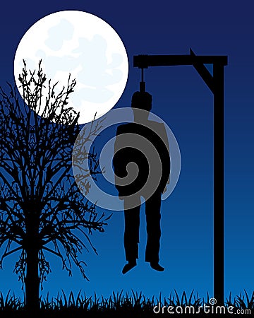 Dead body on gallows Vector Illustration