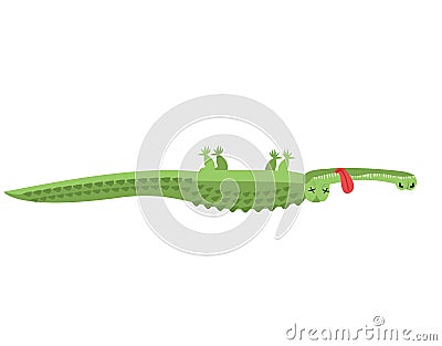 Dead crocodile. African alligator deceased. Corpse of croc wild Vector Illustration