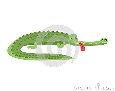 Dead crocodile. African alligator deceased. Corpse of croc wild Vector Illustration