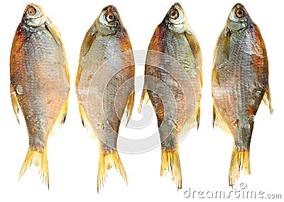 Dead dry salty fish - snack to beer. Stock Photo