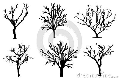 Dead And Dry Tree Silhouettes Collection Set illustration Vector Art Design Vector Illustration