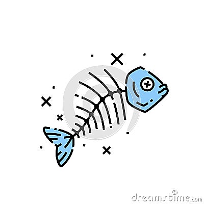 Dead fish line icon Vector Illustration