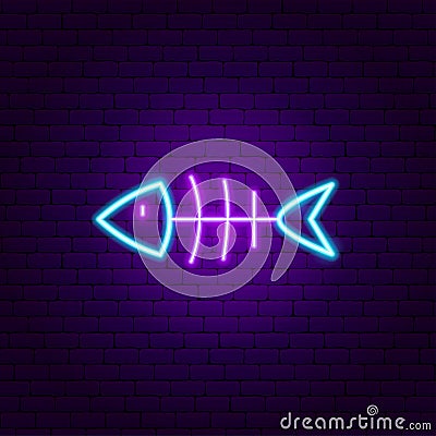 Dead Fish Neon Sign Vector Illustration