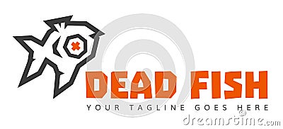 Dead Fish Studio low poly logo version 2. 2 Colors. Vector Illustration