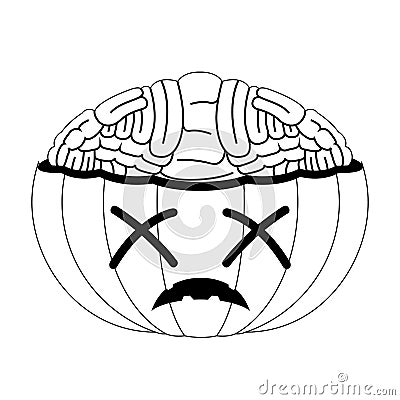 Dead halloween pumpkin with its brain out Vector Illustration