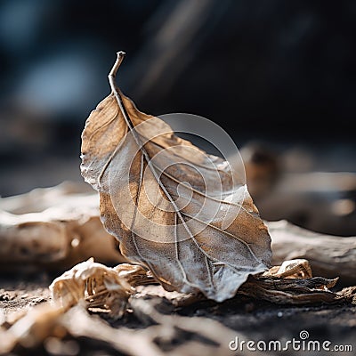 a dead leaf laying on the ground Stock Photo