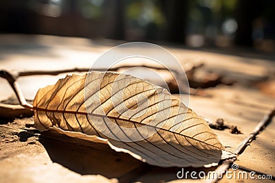 a dead leaf laying on the ground in the sun Stock Photo