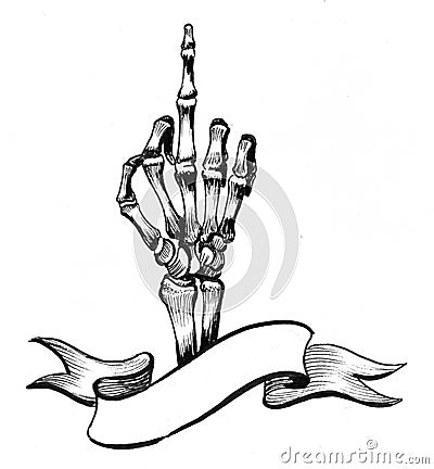 Dead middle finger Cartoon Illustration