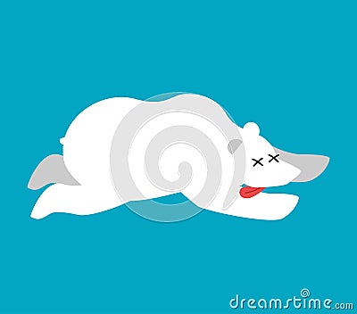 Dead polar bear.Arctic and Antarctic wild beast dead. Corpse Nor Vector Illustration