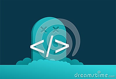 Dead programming language - dated software Vector Illustration