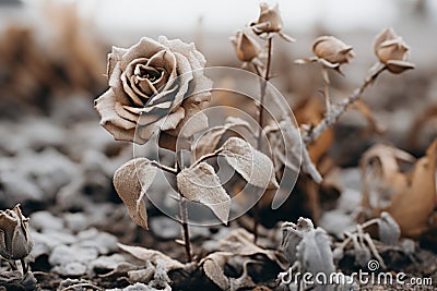 a dead rose in the middle of a field Stock Photo