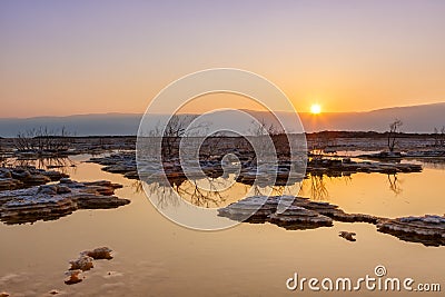 Dead Sea Israel sunrise morning water landscape nature Stock Photo