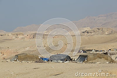 Dead Sea, Jordan- December 24th 2015: Nomadic people living by the Dead Sea Editorial Stock Photo