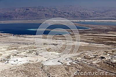 Dead sea and Jordan Mt, view of ancient city Masada, Israel Stock Photo