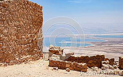 The Dead Sea from Masada Fortress Park Stock Photo