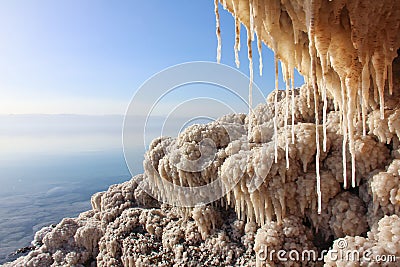 Dead Sea Shore And The Chandeliers Stock Photo