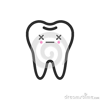 Dead tooth with emotional face, cute vector icon illustration Vector Illustration