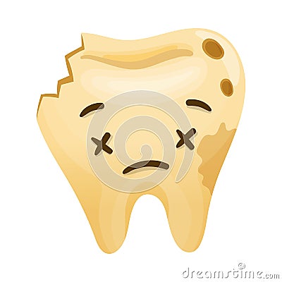 Dead tooth. Oral care, mouth hygiene, teeth restoration concept cartoon vector illustration Vector Illustration
