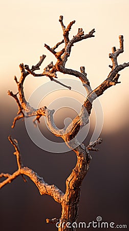 a dead tree in the middle of a field Stock Photo