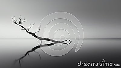 Ethereal Minimalism: Serene Tree Standing Alone On Water Stock Photo