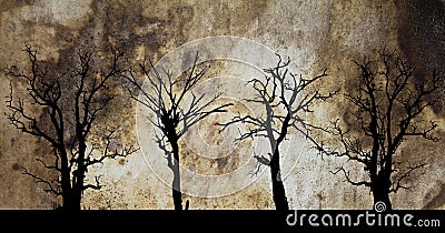 Dead tree silhouette in leather hides. Stock Photo