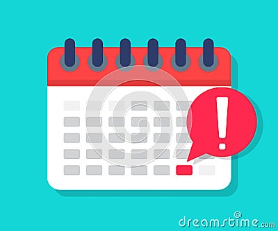 Deadline on calendar. Date of appointment. Agenda in business plan. Schedule of events in month. Online meeting symbol. Reminder Vector Illustration