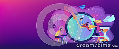 Deadline concept banner header. Vector Illustration