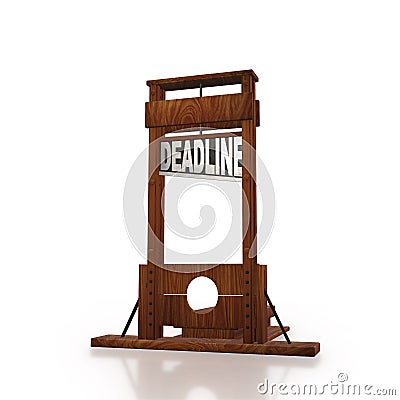 The deadline concept with guillotine isolated - 3d rendering Stock Photo