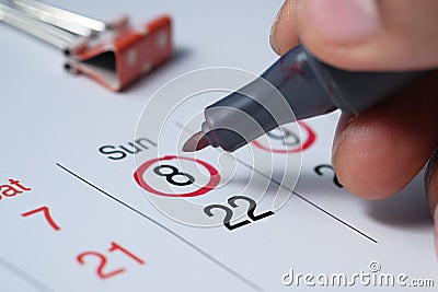Deadline concept with red mark on calendar date Stock Photo