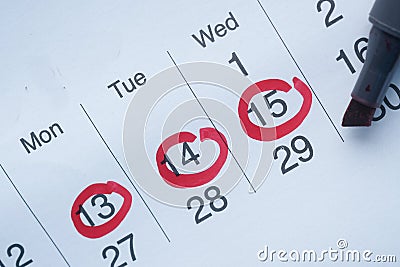 Deadline concept with red mark on calendar date Stock Photo