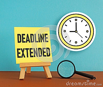 Deadline extended is shown using the text and picrure of clock Stock Photo