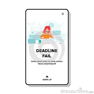 Deadline Fail Stressed Woman Workplace Vector Illustration Vector Illustration