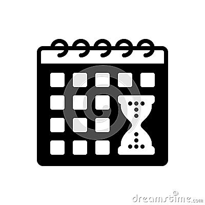 Black solid icon for Deadline, time limit and calender Vector Illustration