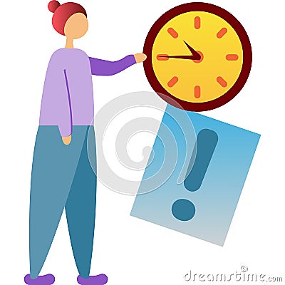 Deadline icon vector stressed woman on white Vector Illustration